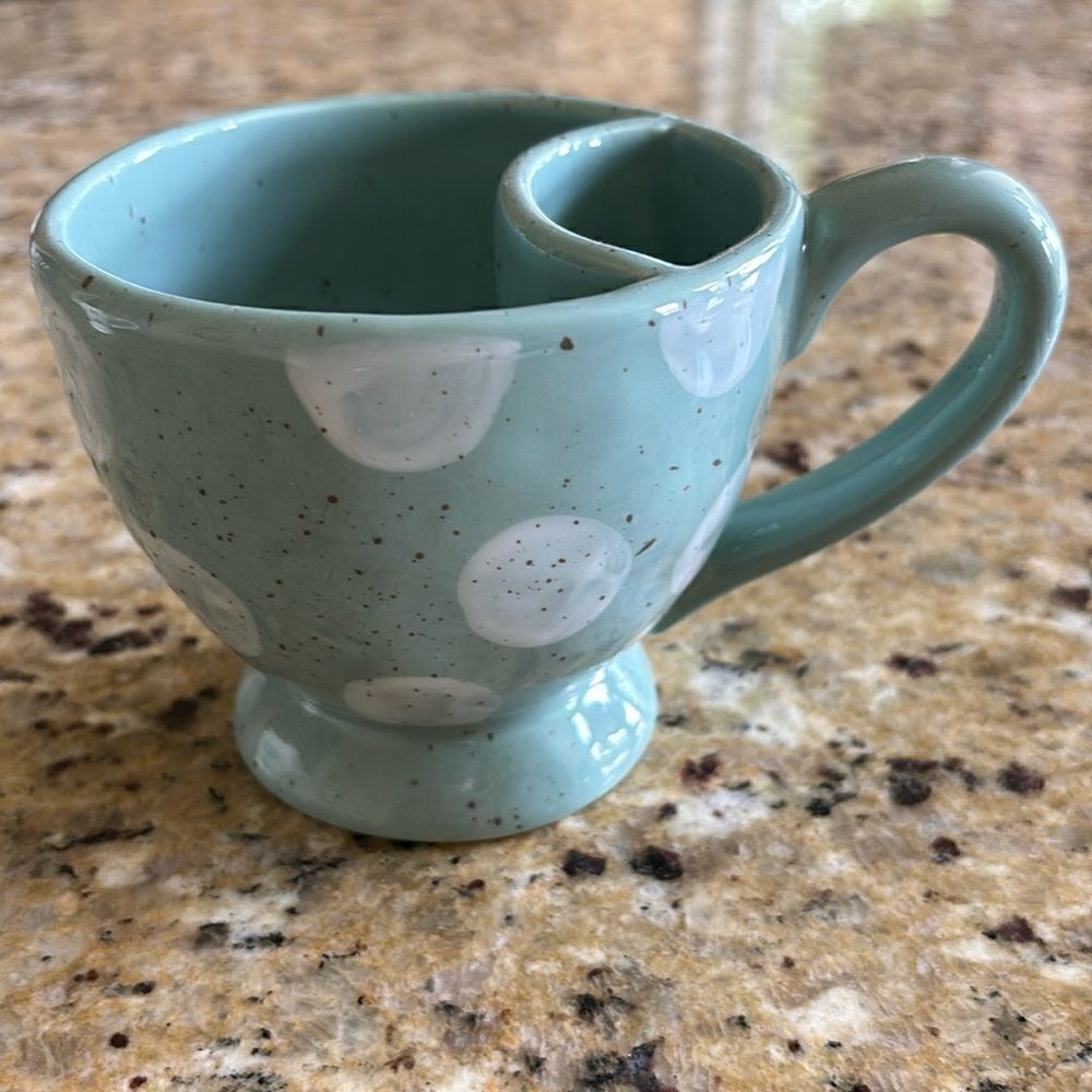 Grasslands Road Polka Dot Blue Teacup Mug With‎ Tea Bag Holder